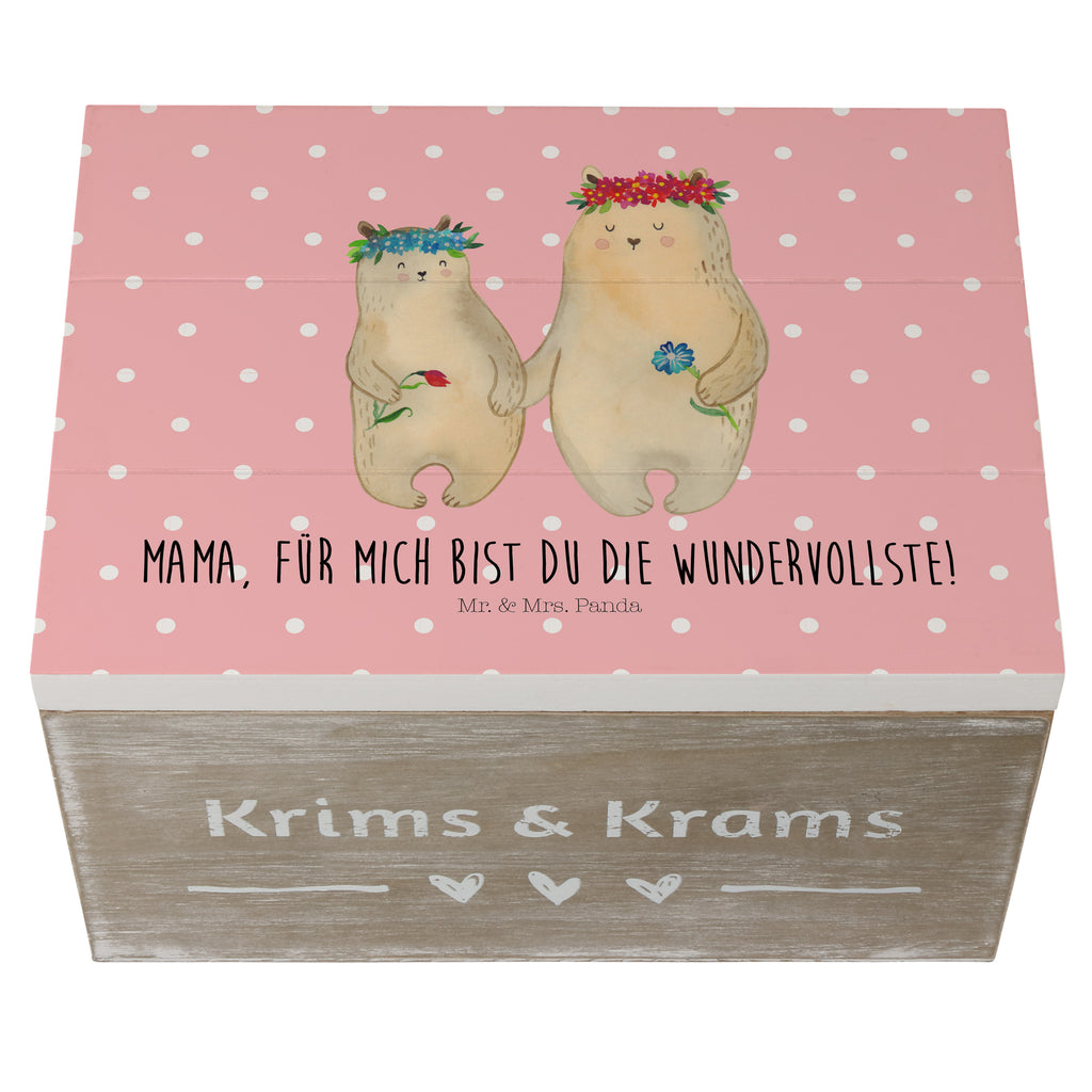 Holzkiste Bären mit Blumenkranz Holzkiste, Kiste, Schatzkiste, Truhe, Schatulle, XXL, Erinnerungsbox, Erinnerungskiste, Dekokiste, Aufbewahrungsbox, Familie, Vatertag, Muttertag, Bruder, Schwester, Mama, Papa, Oma, Opa, Bär, Bären, Mutter, Mutti, Mami, Lieblingsmensch, Lieblingsmama, beste Mutter, weltbeste Mama, Geschenk Mama. Muttertag, Tochter, Kind, Kinder, Töchter, Family, Vorbild