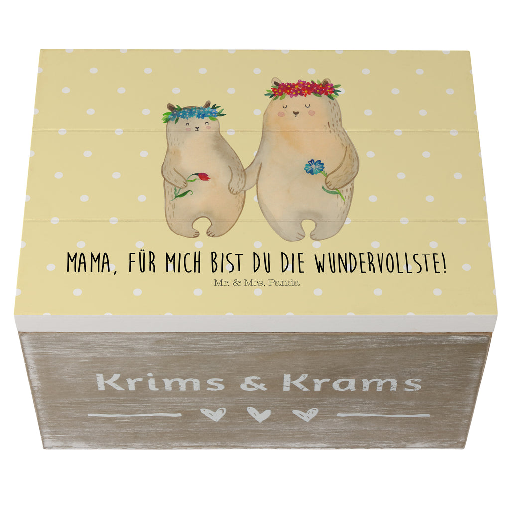 Holzkiste Bären mit Blumenkranz Holzkiste, Kiste, Schatzkiste, Truhe, Schatulle, XXL, Erinnerungsbox, Erinnerungskiste, Dekokiste, Aufbewahrungsbox, Familie, Vatertag, Muttertag, Bruder, Schwester, Mama, Papa, Oma, Opa, Bär, Bären, Mutter, Mutti, Mami, Lieblingsmensch, Lieblingsmama, beste Mutter, weltbeste Mama, Geschenk Mama. Muttertag, Tochter, Kind, Kinder, Töchter, Family, Vorbild