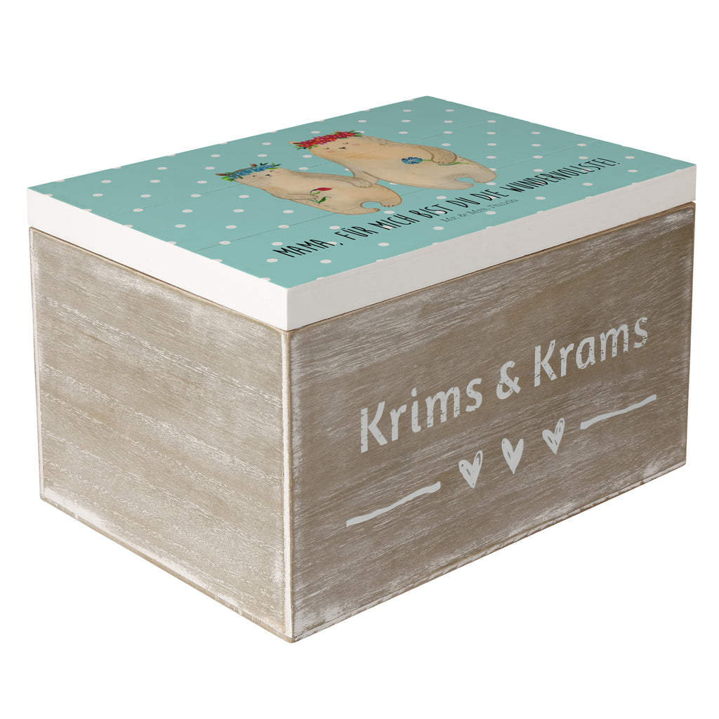 Holzkiste Bären mit Blumenkranz Holzkiste, Kiste, Schatzkiste, Truhe, Schatulle, XXL, Erinnerungsbox, Erinnerungskiste, Dekokiste, Aufbewahrungsbox, Familie, Vatertag, Muttertag, Bruder, Schwester, Mama, Papa, Oma, Opa, Bär, Bären, Mutter, Mutti, Mami, Lieblingsmensch, Lieblingsmama, beste Mutter, weltbeste Mama, Geschenk Mama. Muttertag, Tochter, Kind, Kinder, Töchter, Family, Vorbild