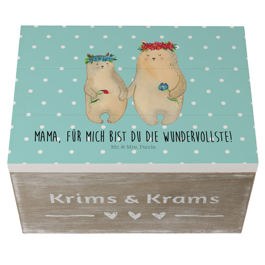 Holzkiste Bären mit Blumenkranz Holzkiste, Kiste, Schatzkiste, Truhe, Schatulle, XXL, Erinnerungsbox, Erinnerungskiste, Dekokiste, Aufbewahrungsbox, Familie, Vatertag, Muttertag, Bruder, Schwester, Mama, Papa, Oma, Opa, Bär, Bären, Mutter, Mutti, Mami, Lieblingsmensch, Lieblingsmama, beste Mutter, weltbeste Mama, Geschenk Mama. Muttertag, Tochter, Kind, Kinder, Töchter, Family, Vorbild