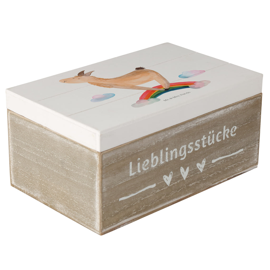 Holzkiste Lama Regenbogen Holzkiste, Kiste, Schatzkiste, Truhe, Schatulle, XXL, Erinnerungsbox, Erinnerungskiste, Dekokiste, Aufbewahrungsbox, Lama, Alpaka, Lamas, Regenbogen, Haters gonna hate, Haters, Selbstständig, Außenseiter, Schule, Abi, Hobby, Wolkenland, Freiheit