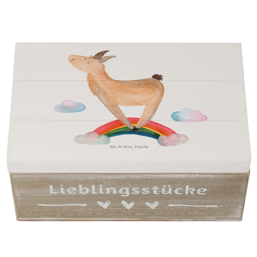 Holzkiste Lama Regenbogen Holzkiste, Kiste, Schatzkiste, Truhe, Schatulle, XXL, Erinnerungsbox, Erinnerungskiste, Dekokiste, Aufbewahrungsbox, Lama, Alpaka, Lamas, Regenbogen, Haters gonna hate, Haters, Selbstständig, Außenseiter, Schule, Abi, Hobby, Wolkenland, Freiheit