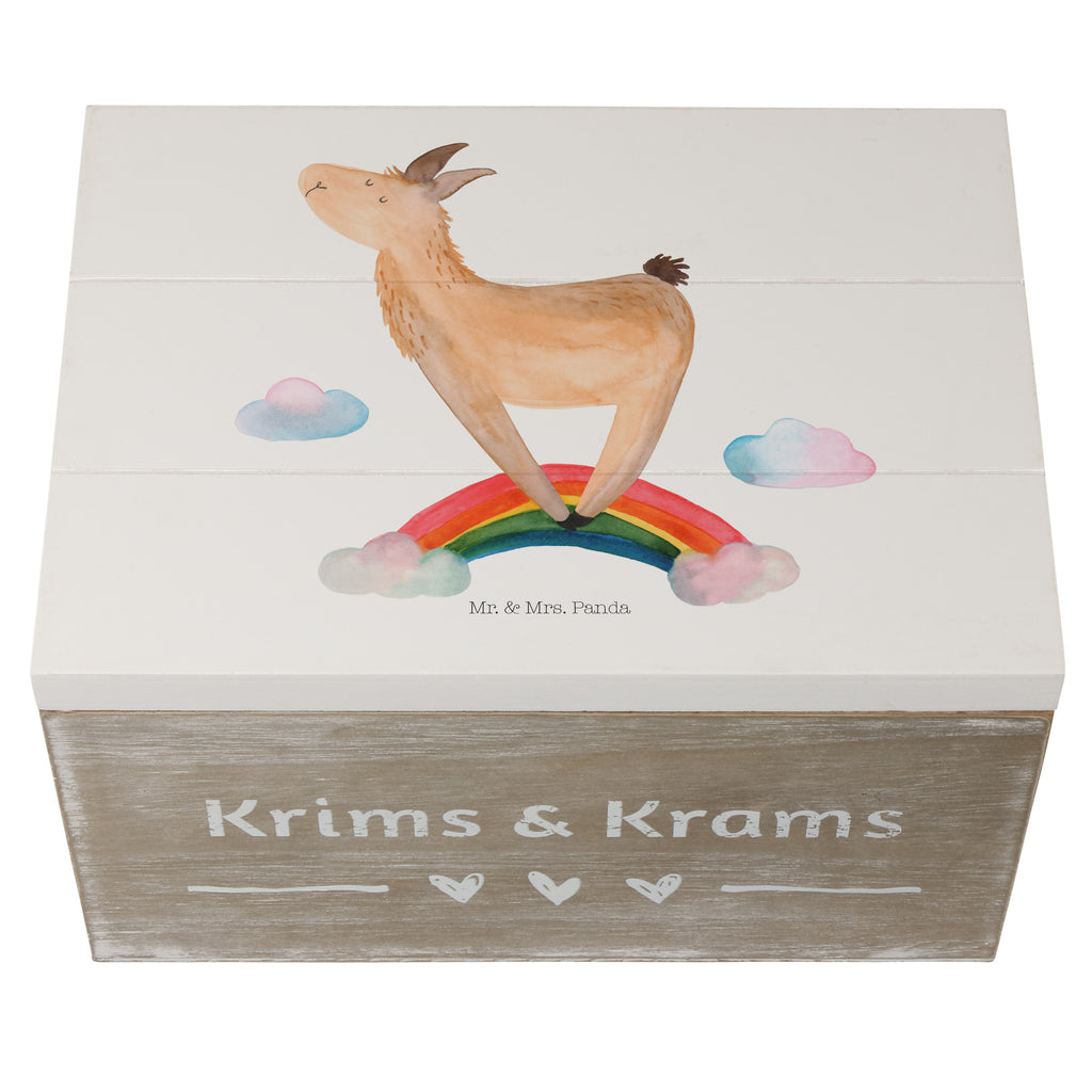 Holzkiste Lama Regenbogen Holzkiste, Kiste, Schatzkiste, Truhe, Schatulle, XXL, Erinnerungsbox, Erinnerungskiste, Dekokiste, Aufbewahrungsbox, Lama, Alpaka, Lamas, Regenbogen, Haters gonna hate, Haters, Selbstständig, Außenseiter, Schule, Abi, Hobby, Wolkenland, Freiheit