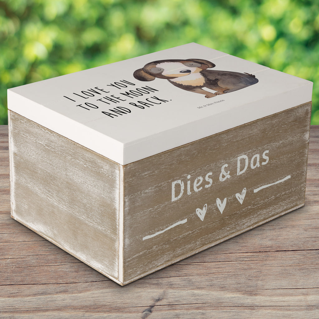 Holzkiste Hund entspannt Holzkiste, Kiste, Schatzkiste, Truhe, Schatulle, XXL, Erinnerungsbox, Erinnerungskiste, Dekokiste, Aufbewahrungsbox, Hund, Hundemotiv, Haustier, Hunderasse, Tierliebhaber, Hundebesitzer, Sprüche, schwarzer Hund, Hundeliebe, Liebe, Hundeglück