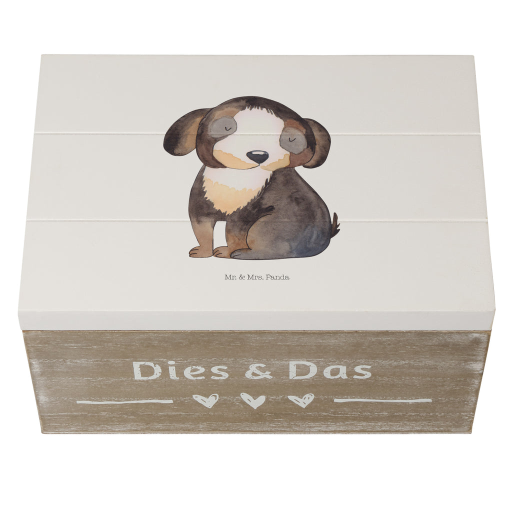 Holzkiste Hund entspannt Holzkiste, Kiste, Schatzkiste, Truhe, Schatulle, XXL, Erinnerungsbox, Erinnerungskiste, Dekokiste, Aufbewahrungsbox, Hund, Hundemotiv, Haustier, Hunderasse, Tierliebhaber, Hundebesitzer, Sprüche, schwarzer Hund, Hundeliebe, Liebe, Hundeglück
