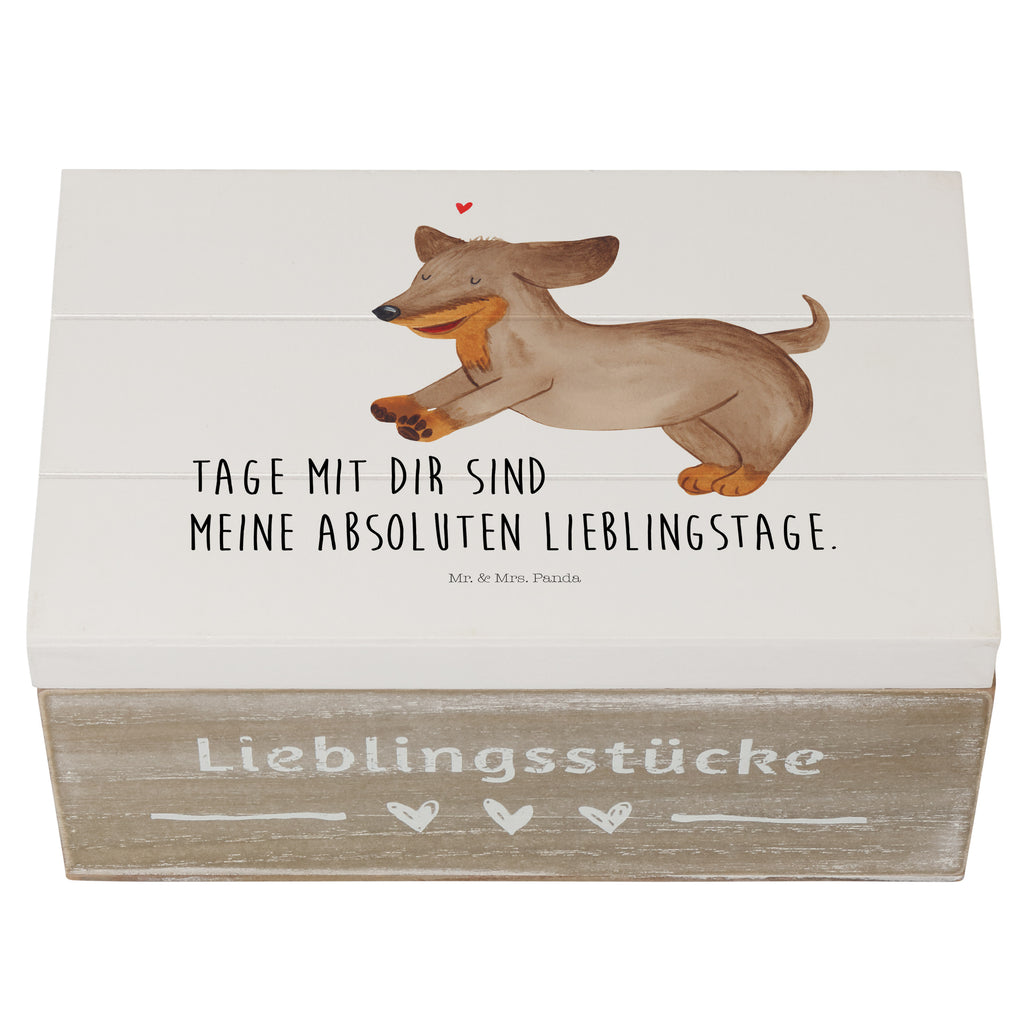 Holzkiste Hund Dackel fröhlich Holzkiste, Kiste, Schatzkiste, Truhe, Schatulle, XXL, Erinnerungsbox, Erinnerungskiste, Dekokiste, Aufbewahrungsbox, Hund, Hundemotiv, Haustier, Hunderasse, Tierliebhaber, Hundebesitzer, Sprüche, Hunde, Dackel, Dachshund, happy dog
