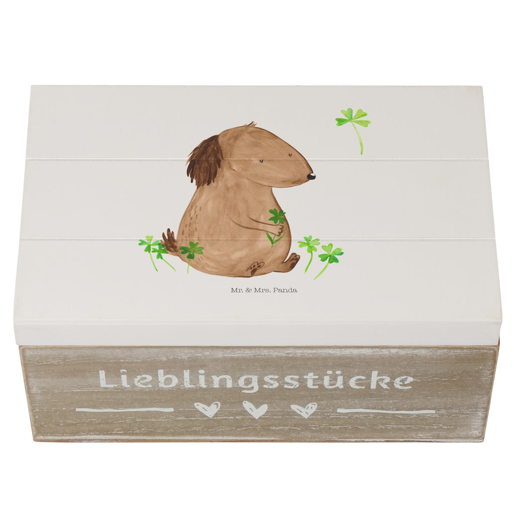 Holzkiste Hund Kleeblatt Holzkiste, Kiste, Schatzkiste, Truhe, Schatulle, XXL, Erinnerungsbox, Erinnerungskiste, Dekokiste, Aufbewahrungsbox, Hund, Hundemotiv, Haustier, Hunderasse, Tierliebhaber, Hundebesitzer, Sprüche, Kleeblatt, Glück, Tagträume, Motivation, Neuanfang, Geschenk, Glücksbringer, Selbstliebe, Achtsamkeit