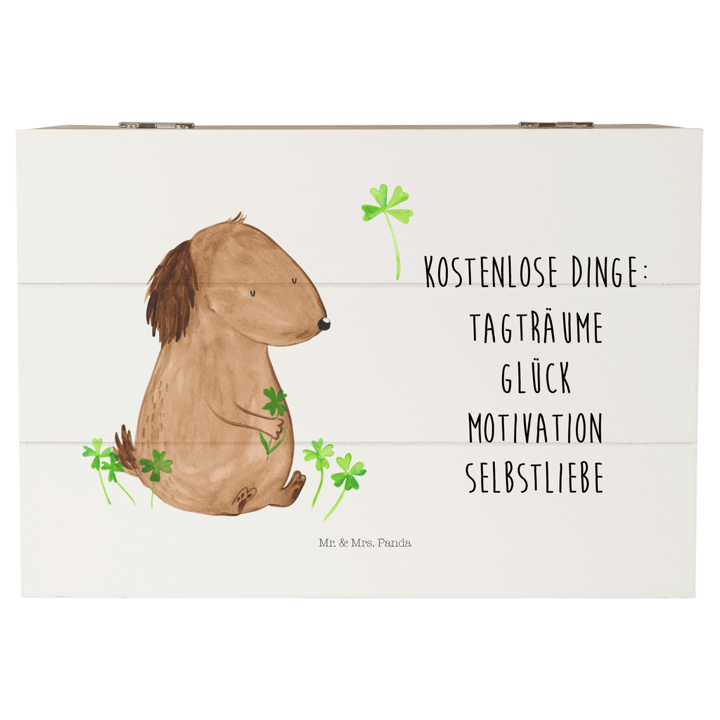 Holzkiste Hund Kleeblatt Holzkiste, Kiste, Schatzkiste, Truhe, Schatulle, XXL, Erinnerungsbox, Erinnerungskiste, Dekokiste, Aufbewahrungsbox, Hund, Hundemotiv, Haustier, Hunderasse, Tierliebhaber, Hundebesitzer, Sprüche, Kleeblatt, Glück, Tagträume, Motivation, Neuanfang, Geschenk, Glücksbringer, Selbstliebe, Achtsamkeit