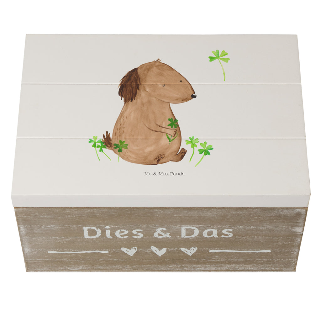 Holzkiste Hund Kleeblatt Holzkiste, Kiste, Schatzkiste, Truhe, Schatulle, XXL, Erinnerungsbox, Erinnerungskiste, Dekokiste, Aufbewahrungsbox, Hund, Hundemotiv, Haustier, Hunderasse, Tierliebhaber, Hundebesitzer, Sprüche, Kleeblatt, Glück, Tagträume, Motivation, Neuanfang, Geschenk, Glücksbringer, Selbstliebe, Achtsamkeit