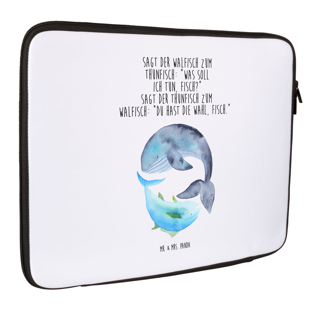 33 x 42 Notebook Tasche Walfisch & Thunfisch Notebook Tasche, Laptop, Computertasche, Tasche, Schutzhülle, Tiermotive, Gute Laune, lustige Sprüche, Tiere, Wal, Wahl, Tunfisch, Wortwitz lustig, Spruch lustig, Flachwitz, Witz, Spruch des Tages, Flachwitz Geschenk