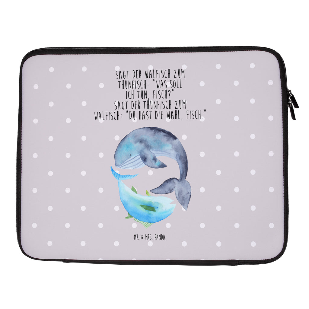 33 x 42 Notebook Tasche Walfisch & Thunfisch Notebook Tasche, Laptop, Computertasche, Tasche, Schutzhülle, Tiermotive, Gute Laune, lustige Sprüche, Tiere, Wal, Wahl, Tunfisch, Wortwitz lustig, Spruch lustig, Flachwitz, Witz, Spruch des Tages, Flachwitz Geschenk