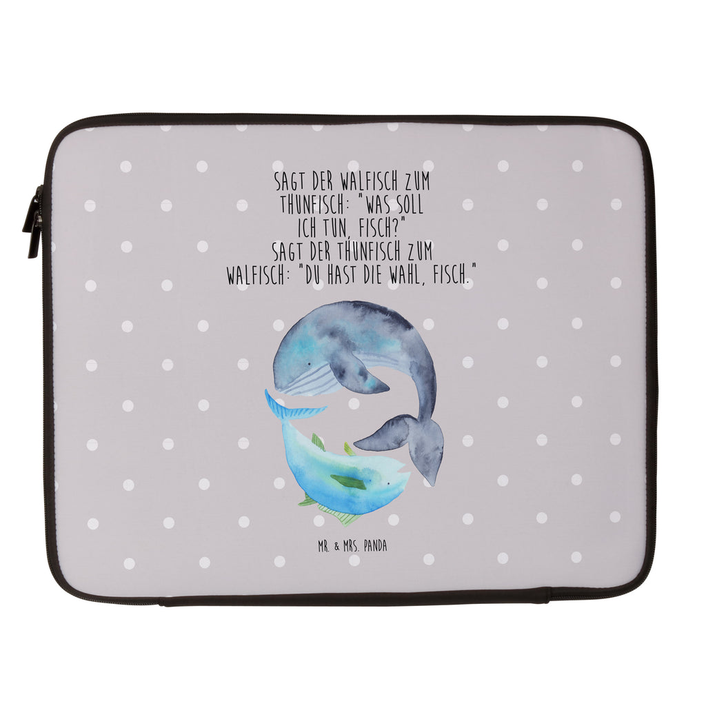 33 x 42 Notebook Tasche Walfisch & Thunfisch Notebook Tasche, Laptop, Computertasche, Tasche, Schutzhülle, Tiermotive, Gute Laune, lustige Sprüche, Tiere, Wal, Wahl, Tunfisch, Wortwitz lustig, Spruch lustig, Flachwitz, Witz, Spruch des Tages, Flachwitz Geschenk