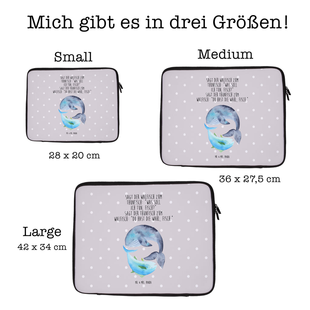 33 x 42 Notebook Tasche Walfisch & Thunfisch Notebook Tasche, Laptop, Computertasche, Tasche, Schutzhülle, Tiermotive, Gute Laune, lustige Sprüche, Tiere, Wal, Wahl, Tunfisch, Wortwitz lustig, Spruch lustig, Flachwitz, Witz, Spruch des Tages, Flachwitz Geschenk