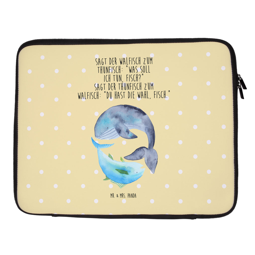33 x 42 Notebook Tasche Walfisch & Thunfisch Notebook Tasche, Laptop, Computertasche, Tasche, Schutzhülle, Tiermotive, Gute Laune, lustige Sprüche, Tiere, Wal, Wahl, Tunfisch, Wortwitz lustig, Spruch lustig, Flachwitz, Witz, Spruch des Tages, Flachwitz Geschenk