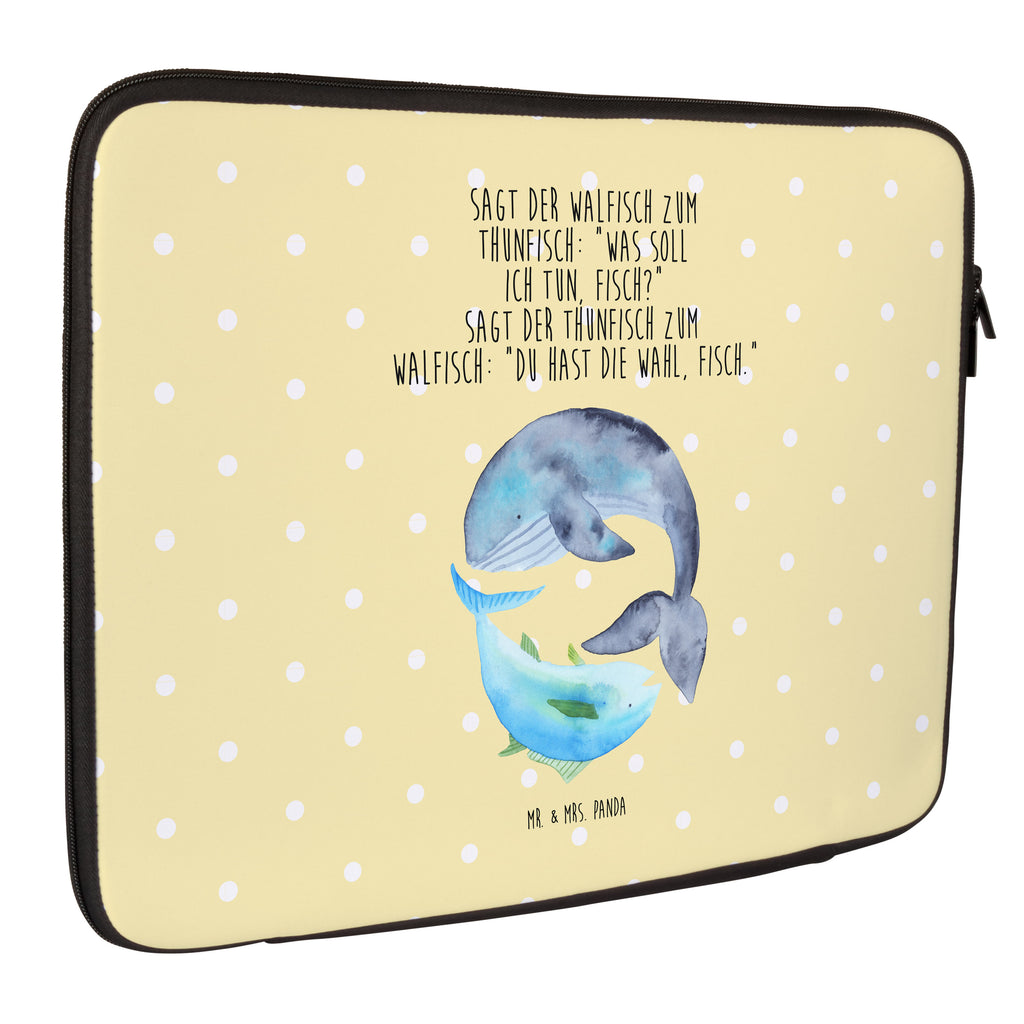 33 x 42 Notebook Tasche Walfisch & Thunfisch Notebook Tasche, Laptop, Computertasche, Tasche, Schutzhülle, Tiermotive, Gute Laune, lustige Sprüche, Tiere, Wal, Wahl, Tunfisch, Wortwitz lustig, Spruch lustig, Flachwitz, Witz, Spruch des Tages, Flachwitz Geschenk