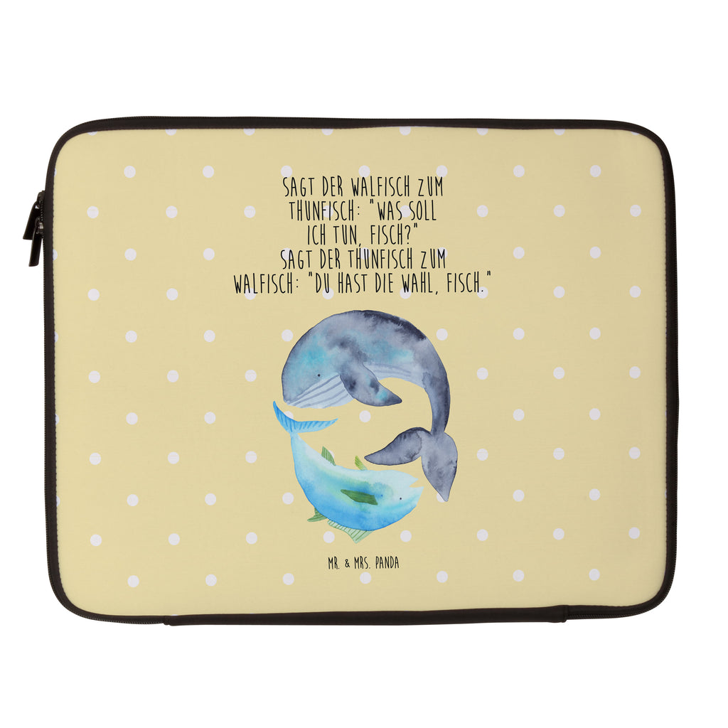 33 x 42 Notebook Tasche Walfisch & Thunfisch Notebook Tasche, Laptop, Computertasche, Tasche, Schutzhülle, Tiermotive, Gute Laune, lustige Sprüche, Tiere, Wal, Wahl, Tunfisch, Wortwitz lustig, Spruch lustig, Flachwitz, Witz, Spruch des Tages, Flachwitz Geschenk