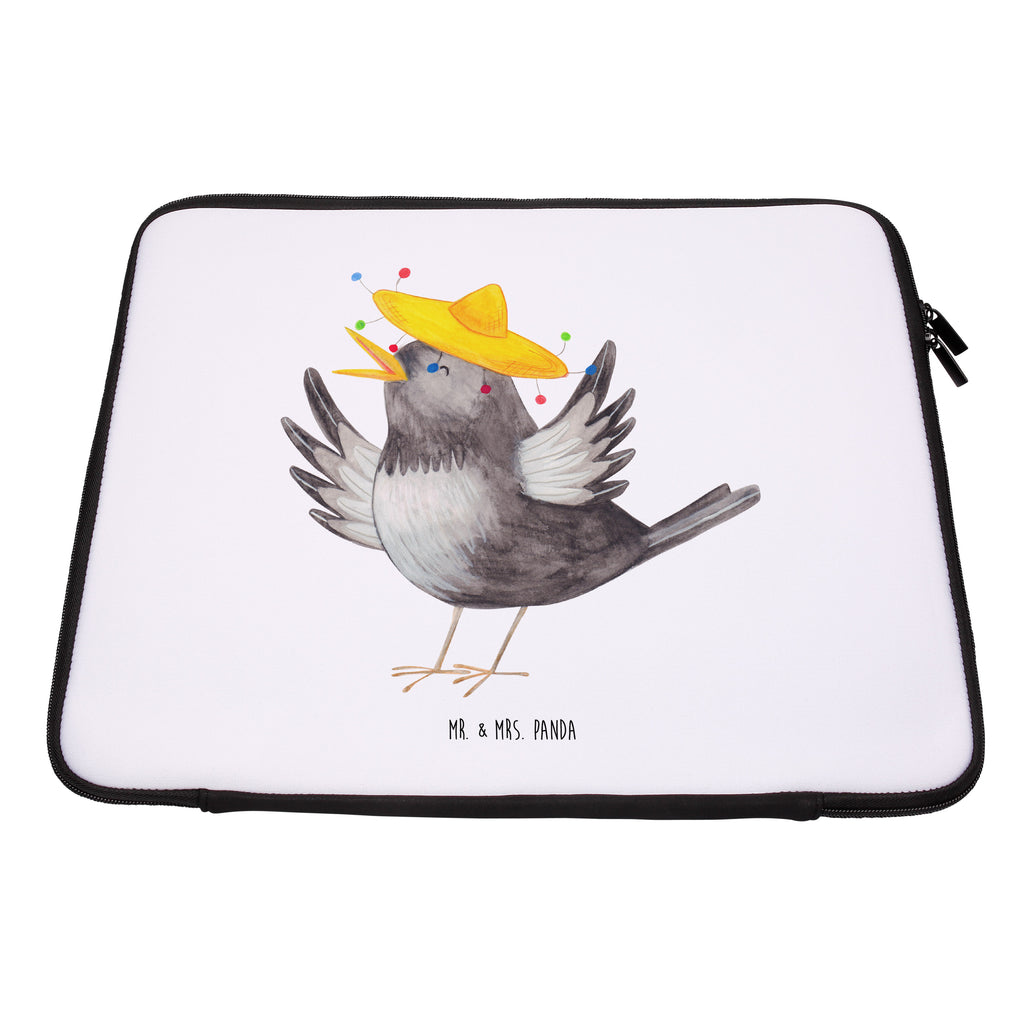 27 x 36 Notebook Tasche  Rabe mit Sombrero Notebook Tasche, Laptop, Computertasche, Tasche, Damen, Schutzhülle, süße Tiermotive, gute Laune, lustige Sprüche, Tiere, Rabe, Vogel, Vögel, Spruch positiv, fröhlich sein, glücklich sein, Glück Spruch, froh, Elster, Motivation
