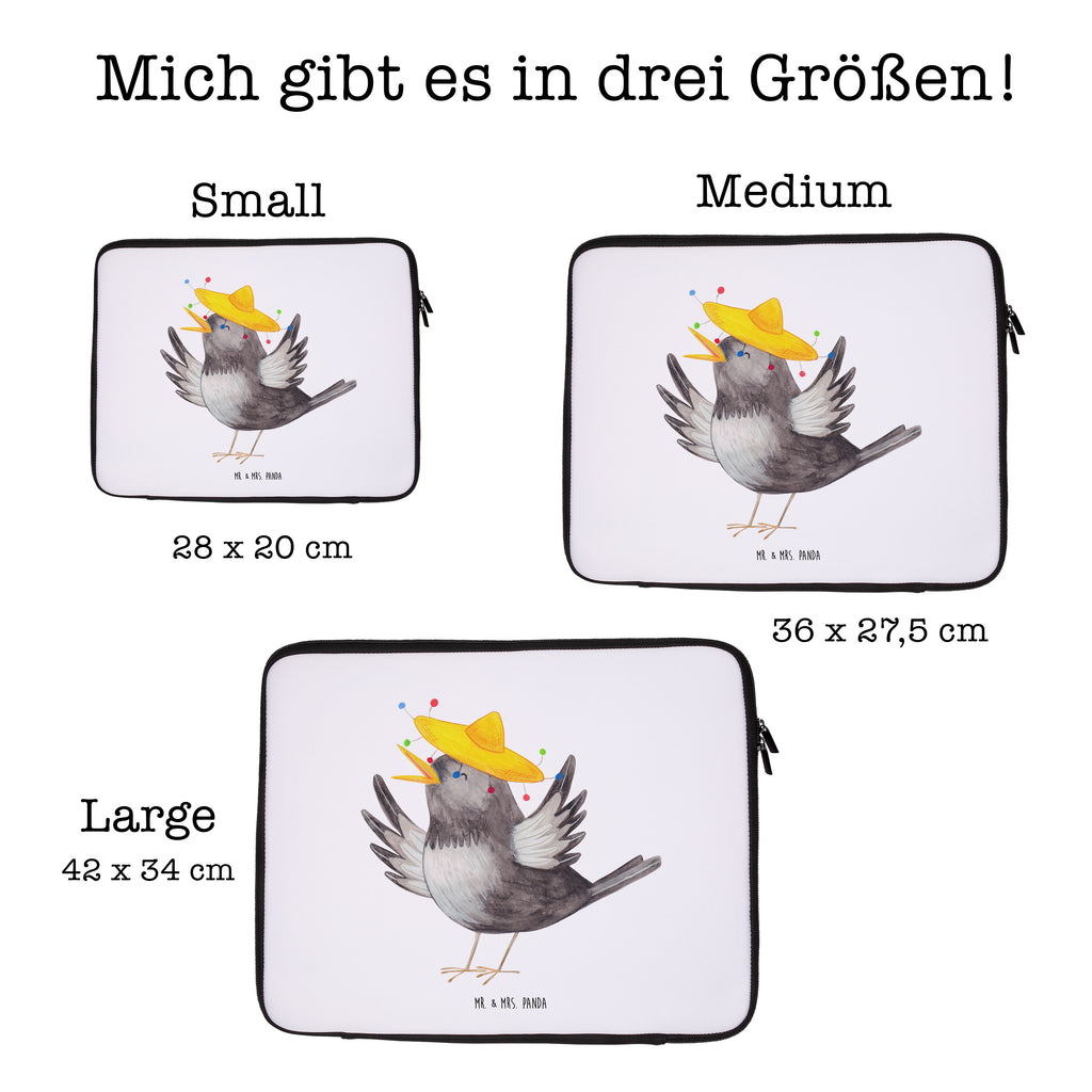 27 x 36 Notebook Tasche  Rabe mit Sombrero Notebook Tasche, Laptop, Computertasche, Tasche, Damen, Schutzhülle, süße Tiermotive, gute Laune, lustige Sprüche, Tiere, Rabe, Vogel, Vögel, Spruch positiv, fröhlich sein, glücklich sein, Glück Spruch, froh, Elster, Motivation