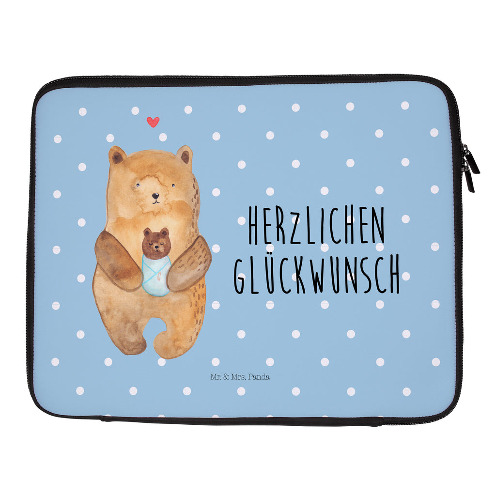 20 x 28 Notebook Tasche  Bär mit Baby Notebook Tasche, Laptop, Computertasche, Tasche, Bär, Teddy, Teddybär, Eltern, Mutter, Baby, Taufe, Geburt, Nichte, Neffe, Enkel, Enkelin, Täufling, Geburtstag, Glückwunsch
