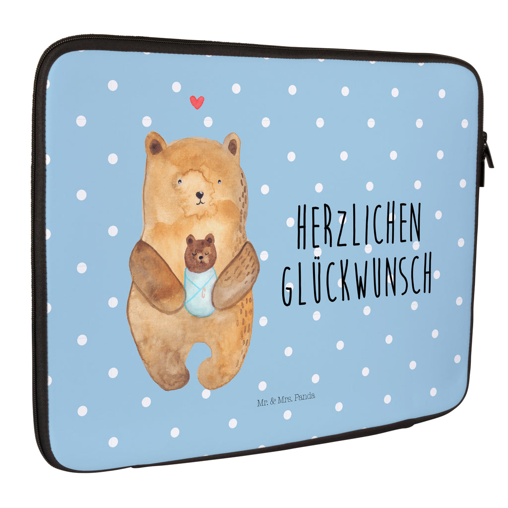 20 x 28 Notebook Tasche  Bär mit Baby Notebook Tasche, Laptop, Computertasche, Tasche, Bär, Teddy, Teddybär, Eltern, Mutter, Baby, Taufe, Geburt, Nichte, Neffe, Enkel, Enkelin, Täufling, Geburtstag, Glückwunsch