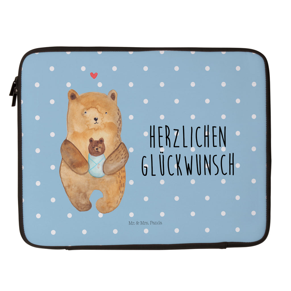 20 x 28 Notebook Tasche  Bär mit Baby Notebook Tasche, Laptop, Computertasche, Tasche, Bär, Teddy, Teddybär, Eltern, Mutter, Baby, Taufe, Geburt, Nichte, Neffe, Enkel, Enkelin, Täufling, Geburtstag, Glückwunsch