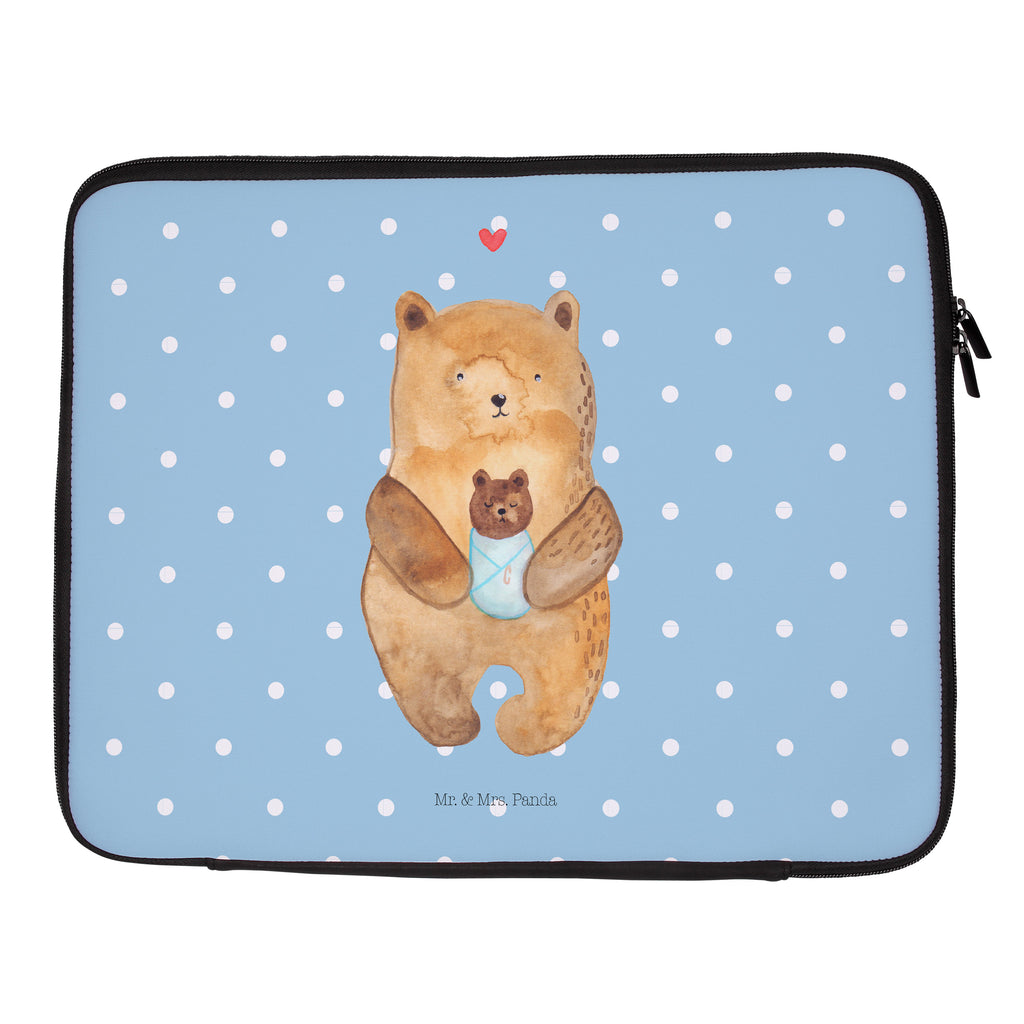 20 x 28 Notebook Tasche  Bär mit Baby Notebook Tasche, Laptop, Computertasche, Tasche, Bär, Teddy, Teddybär, Eltern, Mutter, Baby, Taufe, Geburt, Nichte, Neffe, Enkel, Enkelin, Täufling, Geburtstag, Glückwunsch