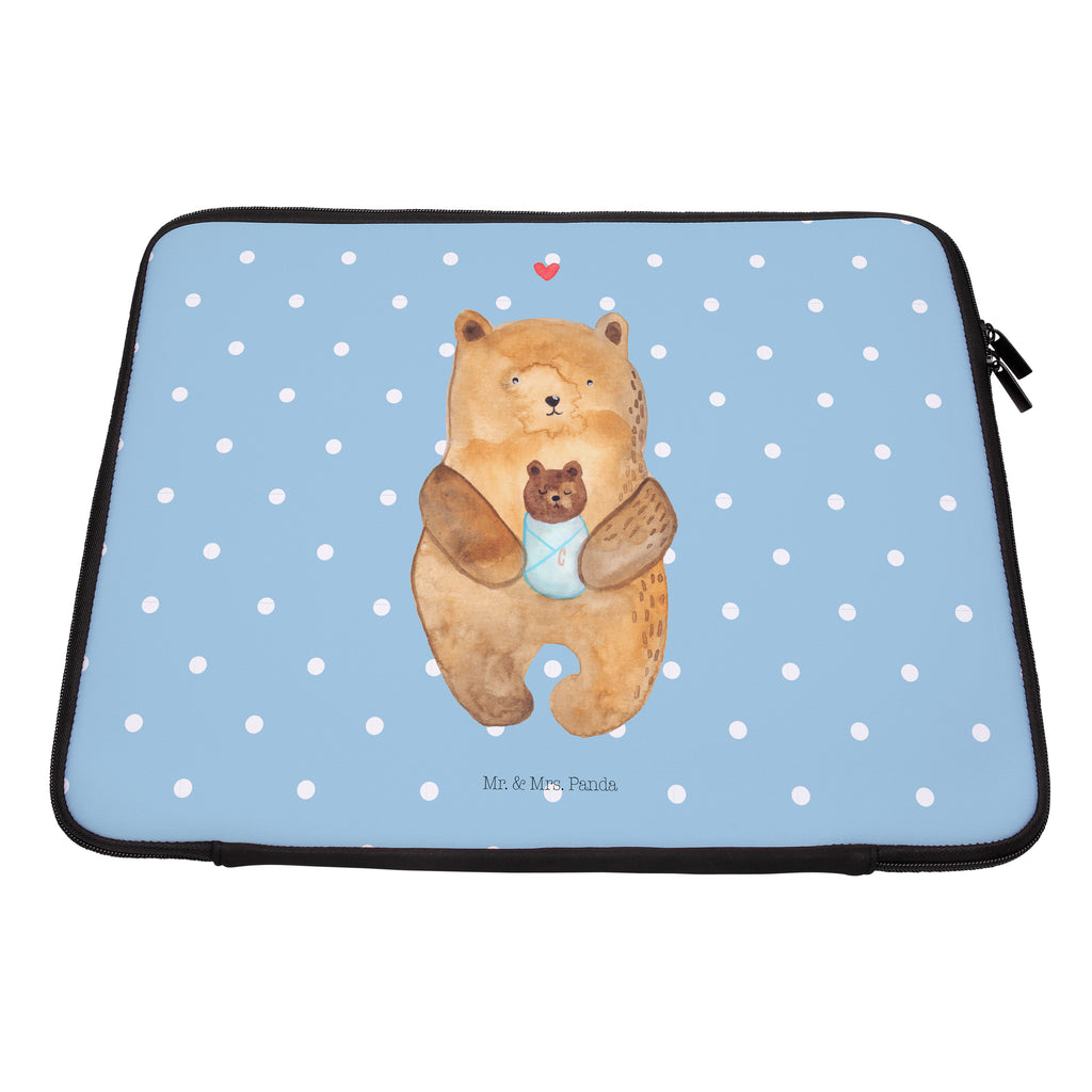 20 x 28 Notebook Tasche  Bär mit Baby Notebook Tasche, Laptop, Computertasche, Tasche, Bär, Teddy, Teddybär, Eltern, Mutter, Baby, Taufe, Geburt, Nichte, Neffe, Enkel, Enkelin, Täufling, Geburtstag, Glückwunsch