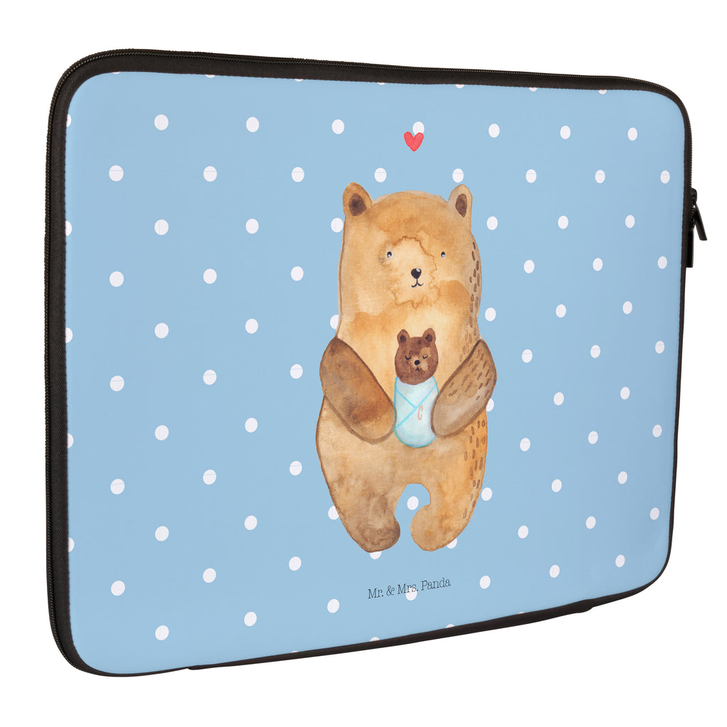 20 x 28 Notebook Tasche  Bär mit Baby Notebook Tasche, Laptop, Computertasche, Tasche, Bär, Teddy, Teddybär, Eltern, Mutter, Baby, Taufe, Geburt, Nichte, Neffe, Enkel, Enkelin, Täufling, Geburtstag, Glückwunsch