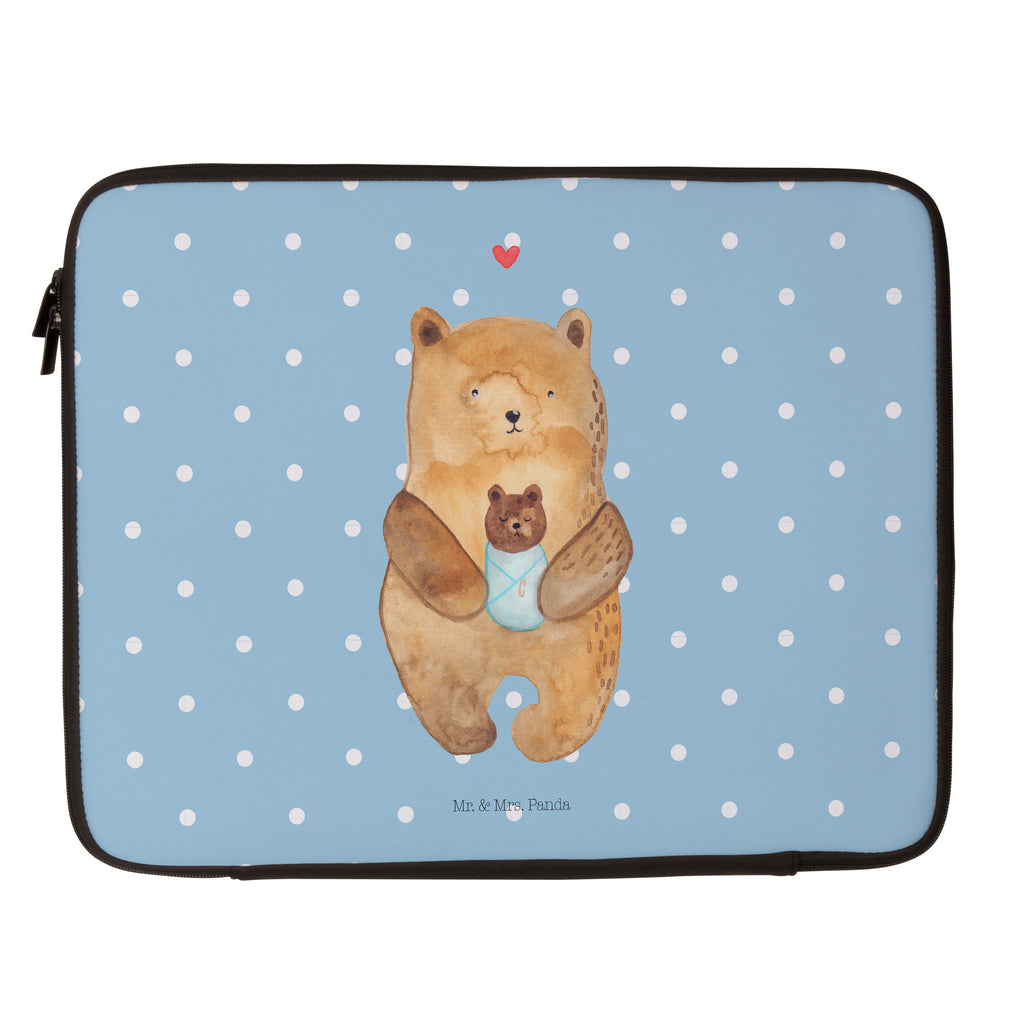 20 x 28 Notebook Tasche  Bär mit Baby Notebook Tasche, Laptop, Computertasche, Tasche, Bär, Teddy, Teddybär, Eltern, Mutter, Baby, Taufe, Geburt, Nichte, Neffe, Enkel, Enkelin, Täufling, Geburtstag, Glückwunsch