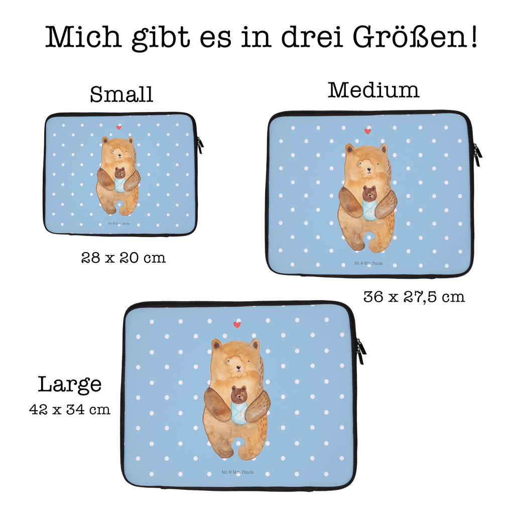 20 x 28 Notebook Tasche  Bär mit Baby Notebook Tasche, Laptop, Computertasche, Tasche, Bär, Teddy, Teddybär, Eltern, Mutter, Baby, Taufe, Geburt, Nichte, Neffe, Enkel, Enkelin, Täufling, Geburtstag, Glückwunsch