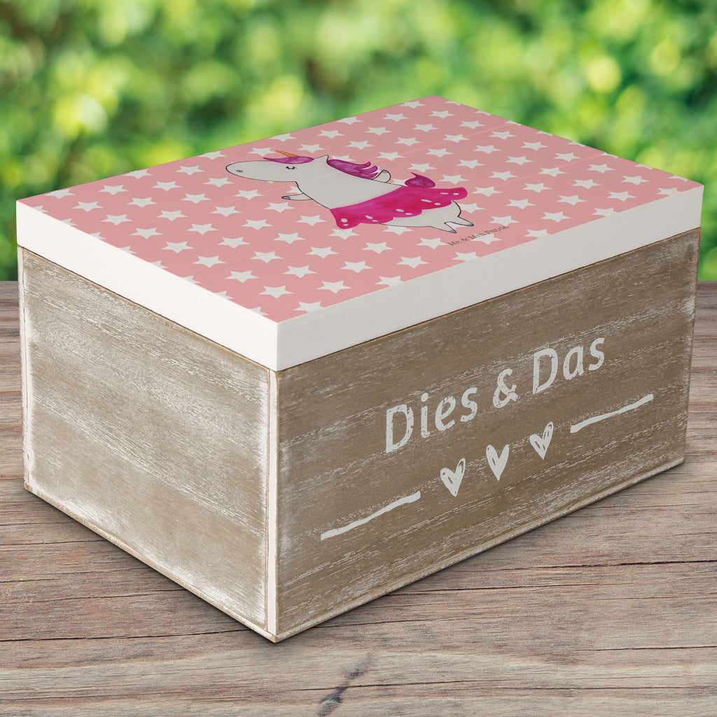 Holzkiste Einhorn Ballerina Holzkiste, Kiste, Schatzkiste, Truhe, Schatulle, XXL, Erinnerungsbox, Erinnerungskiste, Dekokiste, Aufbewahrungsbox, Einhorn, Einhörner, Einhorn Deko, Pegasus, Unicorn, Tanzen, Ballerina, Party, Wohnung, Spaß, Feiern, Geburtstag, Tänzerin, Lebenslust, Lebensfreude