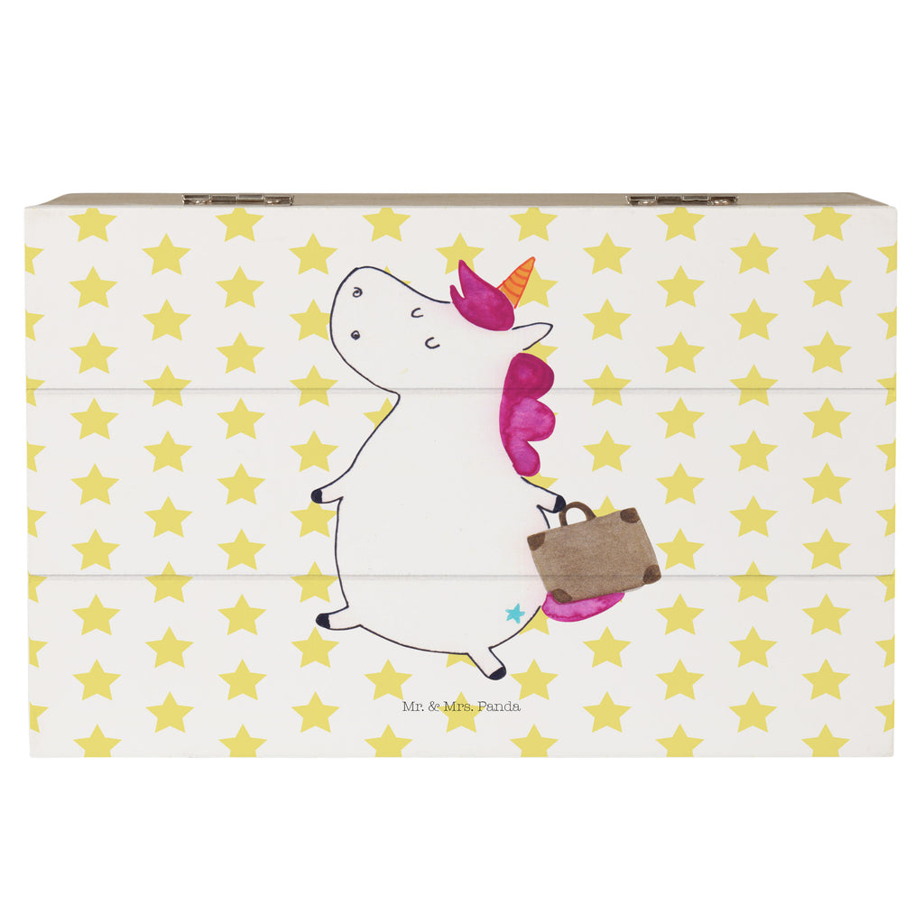 Holzkiste Einhorn Koffer Holzkiste, Kiste, Schatzkiste, Truhe, Schatulle, XXL, Erinnerungsbox, Erinnerungskiste, Dekokiste, Aufbewahrungsbox, Einhorn, Einhörner, Einhorn Deko, Pegasus, Unicorn, unicorn, Koffer, Verreisen, Reise, Gepäck, Abenteuer, Erwachsen, Kind, albern, Spaß, lustig, witzig
