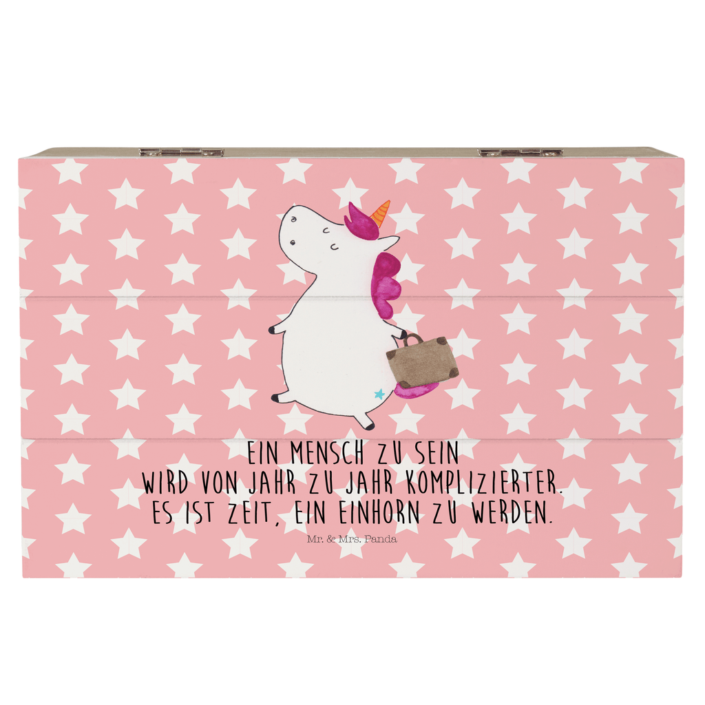 Holzkiste Einhorn Koffer Holzkiste, Kiste, Schatzkiste, Truhe, Schatulle, XXL, Erinnerungsbox, Erinnerungskiste, Dekokiste, Aufbewahrungsbox, Einhorn, Einhörner, Einhorn Deko, Pegasus, Unicorn, unicorn, Koffer, Verreisen, Reise, Gepäck, Abenteuer, Erwachsen, Kind, albern, Spaß, lustig, witzig