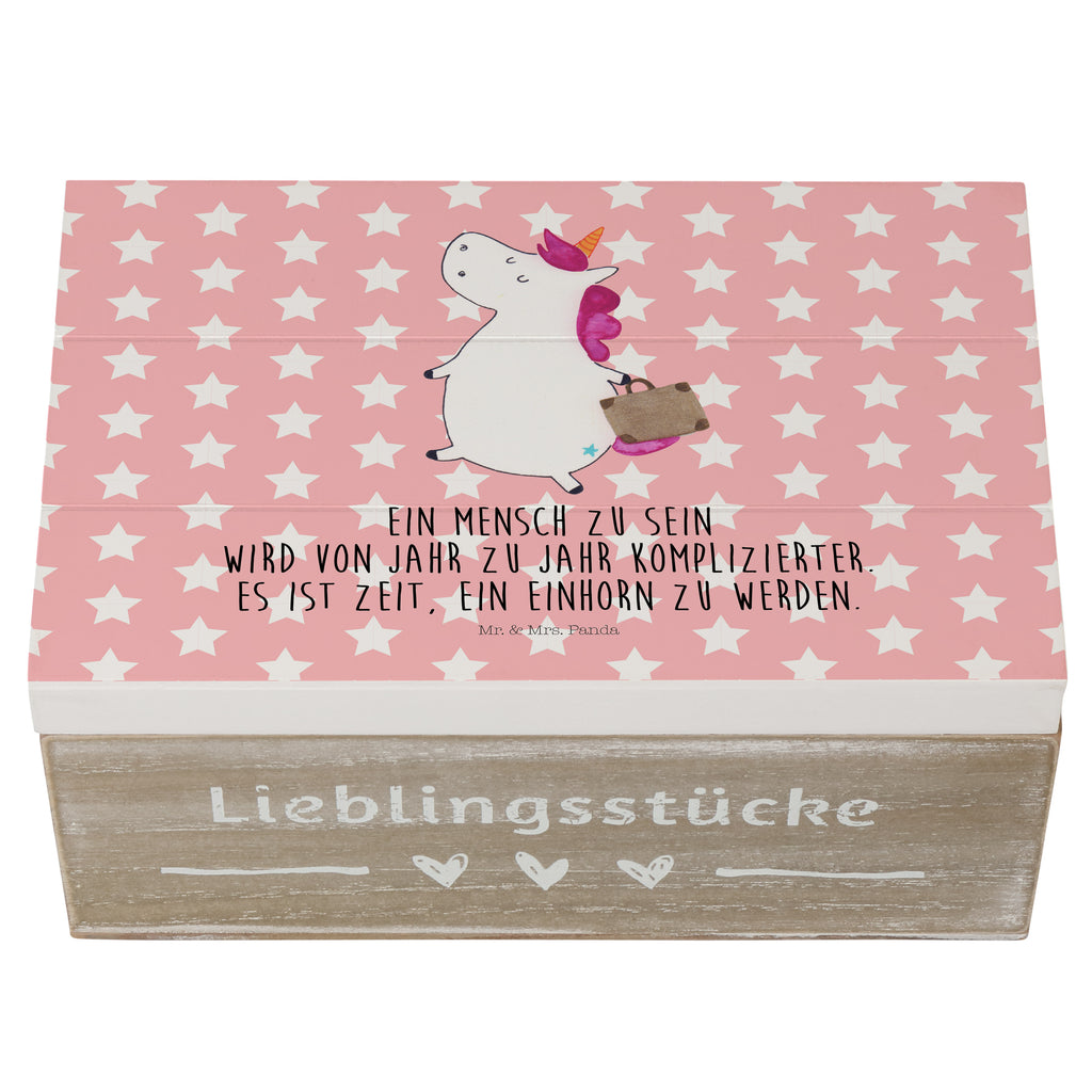 Holzkiste Einhorn Koffer Holzkiste, Kiste, Schatzkiste, Truhe, Schatulle, XXL, Erinnerungsbox, Erinnerungskiste, Dekokiste, Aufbewahrungsbox, Einhorn, Einhörner, Einhorn Deko, Pegasus, Unicorn, unicorn, Koffer, Verreisen, Reise, Gepäck, Abenteuer, Erwachsen, Kind, albern, Spaß, lustig, witzig