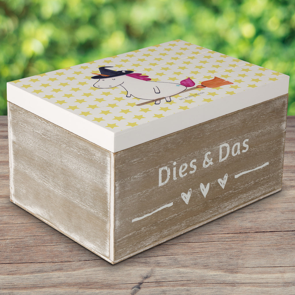 Holzkiste Einhorn Hexe Holzkiste, Kiste, Schatzkiste, Truhe, Schatulle, XXL, Erinnerungsbox, Erinnerungskiste, Dekokiste, Aufbewahrungsbox, Einhorn, Einhörner, Einhorn Deko, Pegasus, Unicorn, Frau, Ehefrau, Hexe, Teufel, Engel, Verrückte, Freundin, Leben, Zicke