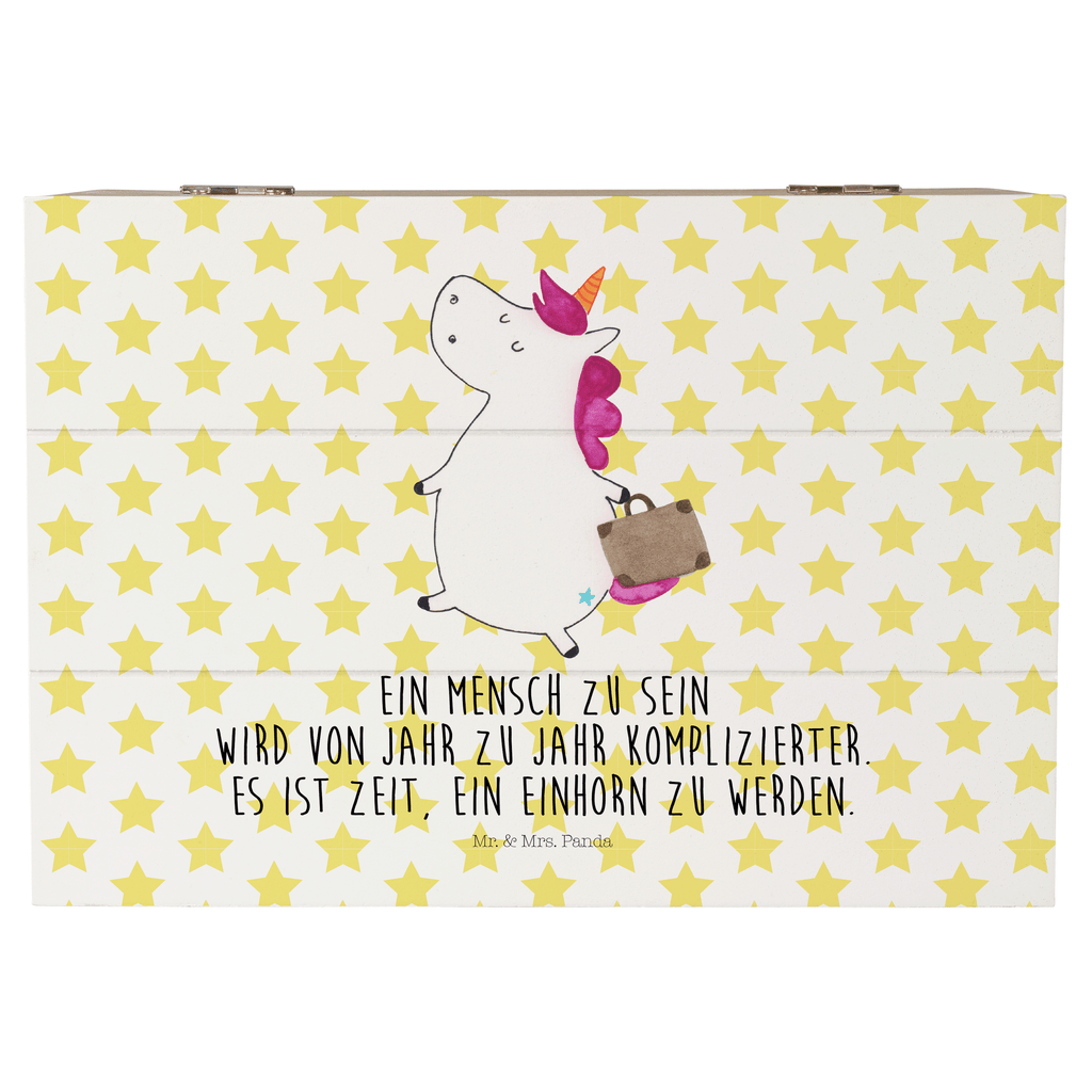 Holzkiste Einhorn Koffer Holzkiste, Kiste, Schatzkiste, Truhe, Schatulle, XXL, Erinnerungsbox, Erinnerungskiste, Dekokiste, Aufbewahrungsbox, Einhorn, Einhörner, Einhorn Deko, Pegasus, Unicorn, unicorn, Koffer, Verreisen, Reise, Gepäck, Abenteuer, Erwachsen, Kind, albern, Spaß, lustig, witzig