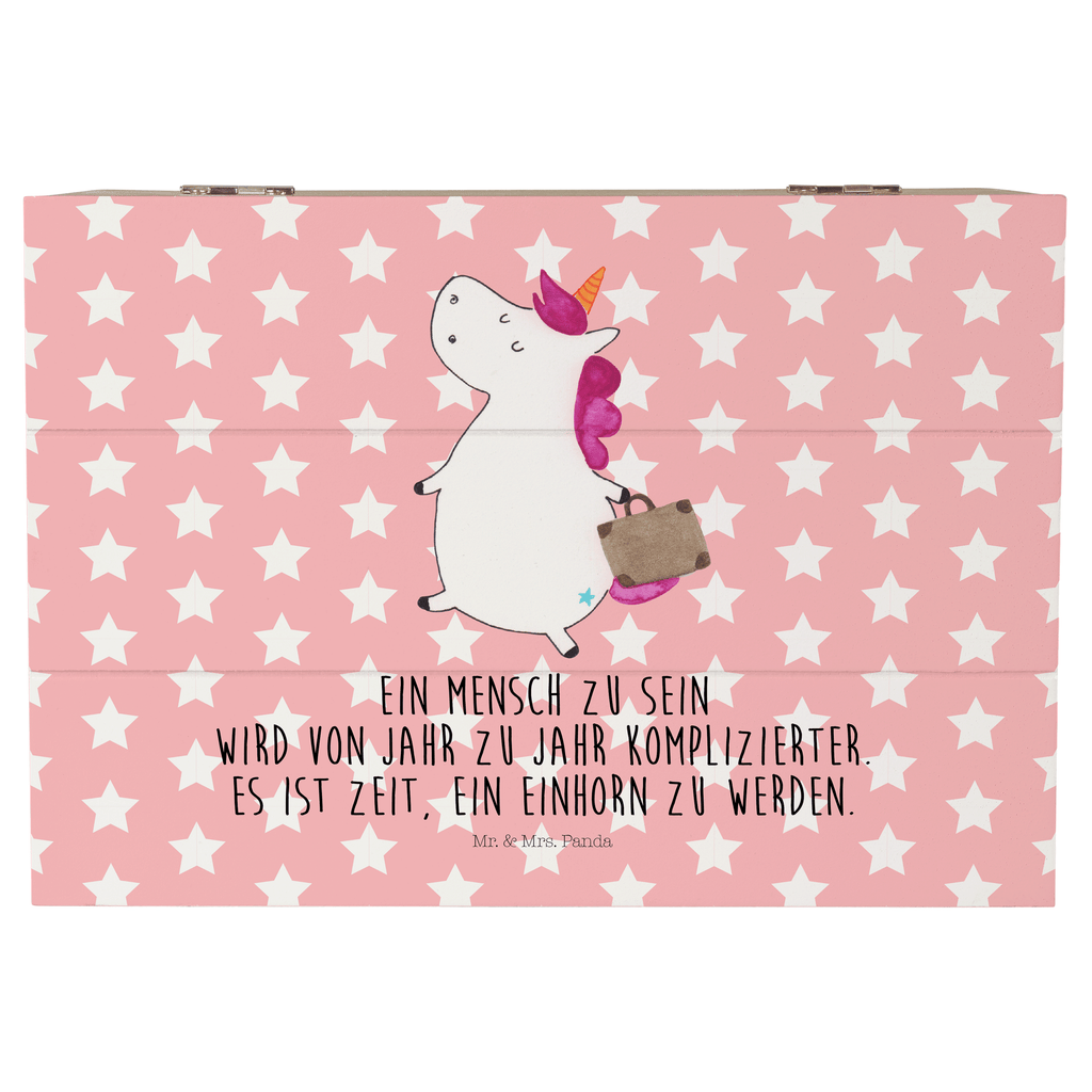 Holzkiste Einhorn Koffer Holzkiste, Kiste, Schatzkiste, Truhe, Schatulle, XXL, Erinnerungsbox, Erinnerungskiste, Dekokiste, Aufbewahrungsbox, Einhorn, Einhörner, Einhorn Deko, Pegasus, Unicorn, unicorn, Koffer, Verreisen, Reise, Gepäck, Abenteuer, Erwachsen, Kind, albern, Spaß, lustig, witzig