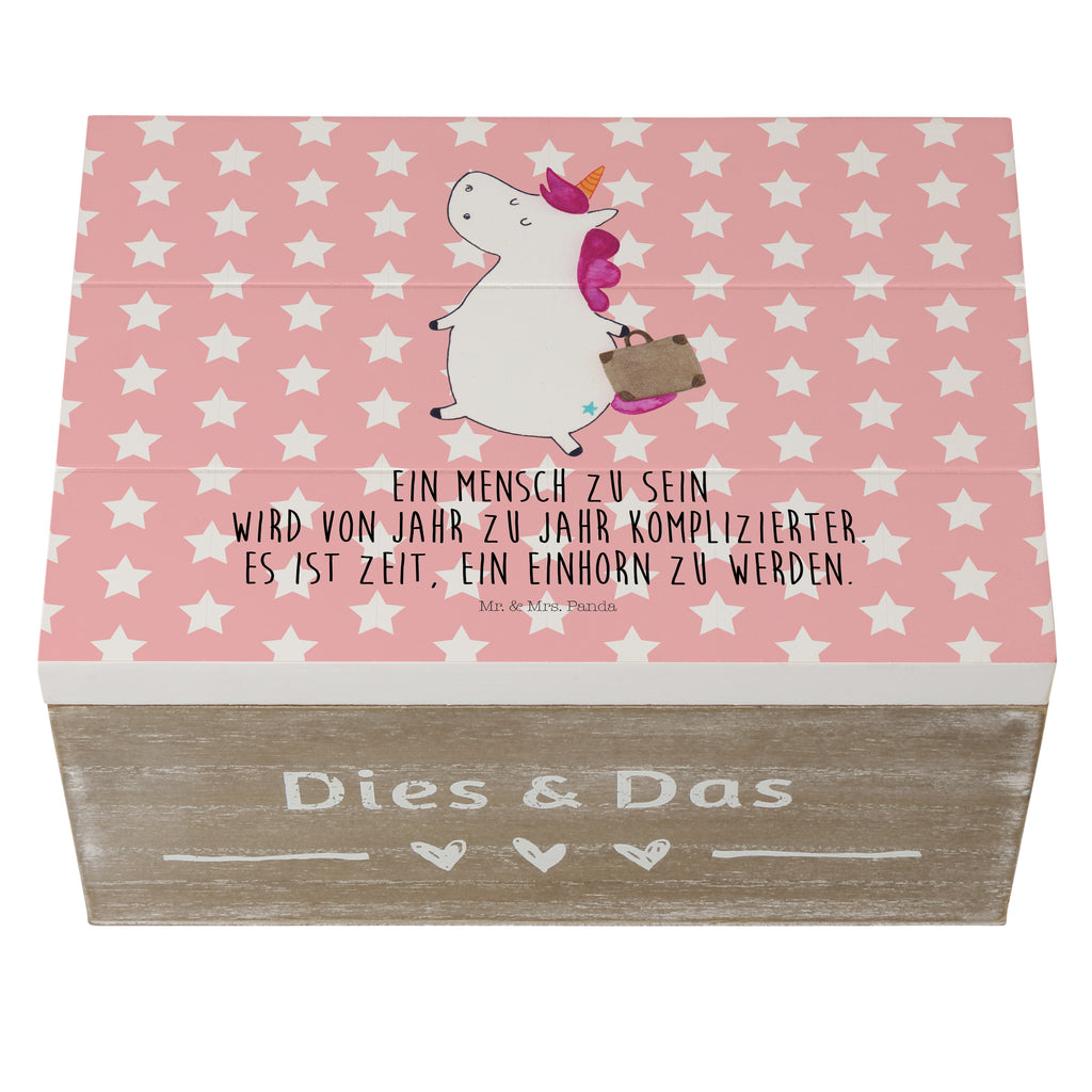 Holzkiste Einhorn Koffer Holzkiste, Kiste, Schatzkiste, Truhe, Schatulle, XXL, Erinnerungsbox, Erinnerungskiste, Dekokiste, Aufbewahrungsbox, Einhorn, Einhörner, Einhorn Deko, Pegasus, Unicorn, unicorn, Koffer, Verreisen, Reise, Gepäck, Abenteuer, Erwachsen, Kind, albern, Spaß, lustig, witzig