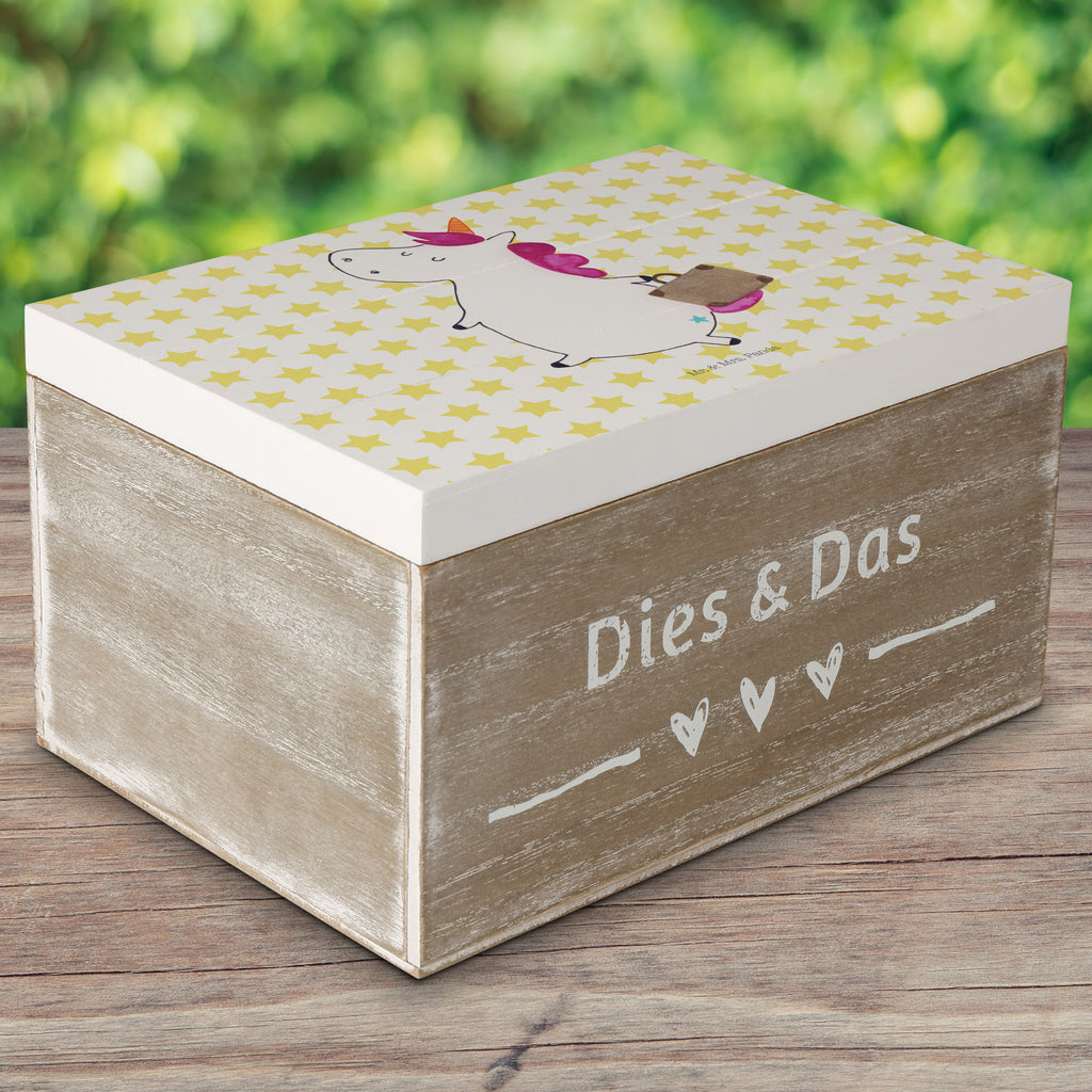 Holzkiste Einhorn Koffer Holzkiste, Kiste, Schatzkiste, Truhe, Schatulle, XXL, Erinnerungsbox, Erinnerungskiste, Dekokiste, Aufbewahrungsbox, Einhorn, Einhörner, Einhorn Deko, Pegasus, Unicorn, unicorn, Koffer, Verreisen, Reise, Gepäck, Abenteuer, Erwachsen, Kind, albern, Spaß, lustig, witzig