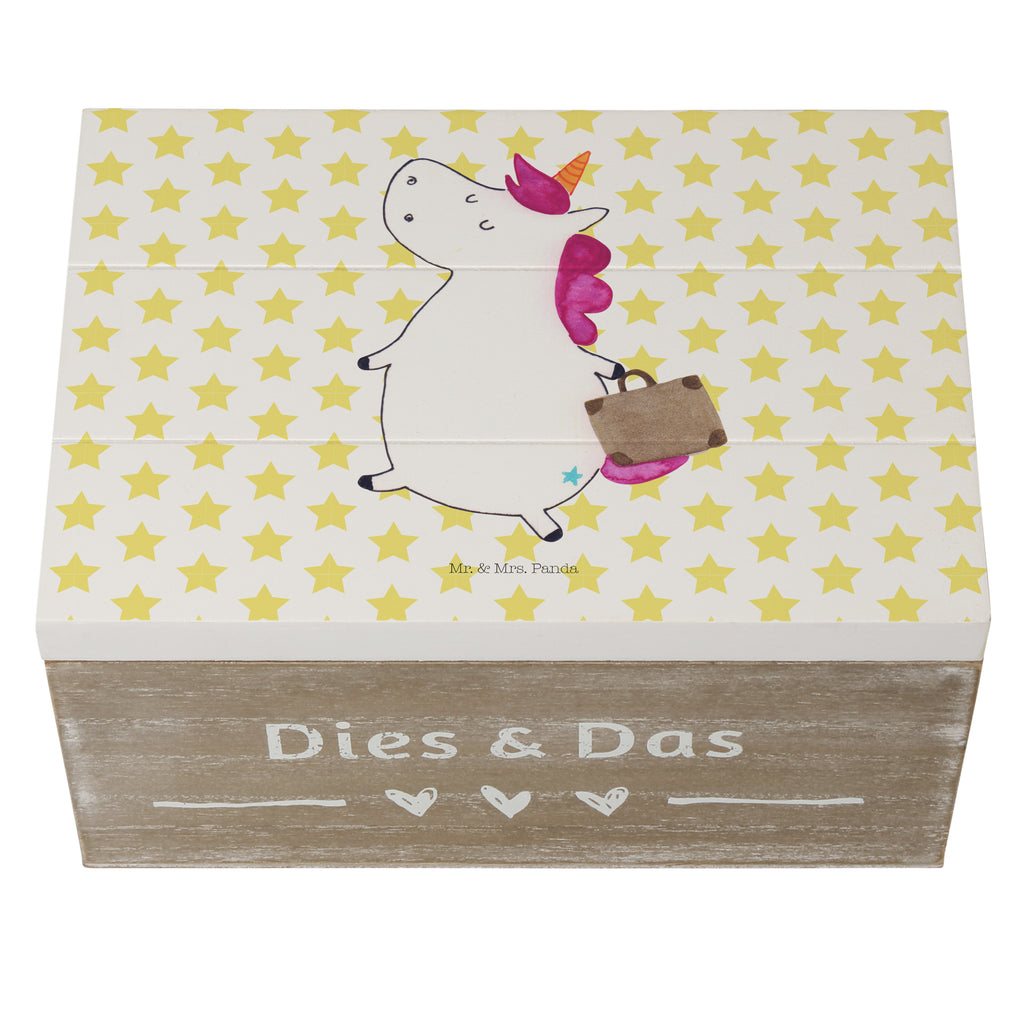 Holzkiste Einhorn Koffer Holzkiste, Kiste, Schatzkiste, Truhe, Schatulle, XXL, Erinnerungsbox, Erinnerungskiste, Dekokiste, Aufbewahrungsbox, Einhorn, Einhörner, Einhorn Deko, Pegasus, Unicorn, unicorn, Koffer, Verreisen, Reise, Gepäck, Abenteuer, Erwachsen, Kind, albern, Spaß, lustig, witzig