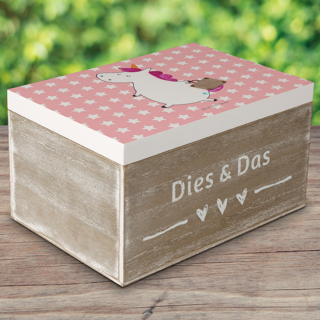 Holzkiste Einhorn Koffer Holzkiste, Kiste, Schatzkiste, Truhe, Schatulle, XXL, Erinnerungsbox, Erinnerungskiste, Dekokiste, Aufbewahrungsbox, Einhorn, Einhörner, Einhorn Deko, Pegasus, Unicorn, unicorn, Koffer, Verreisen, Reise, Gepäck, Abenteuer, Erwachsen, Kind, albern, Spaß, lustig, witzig