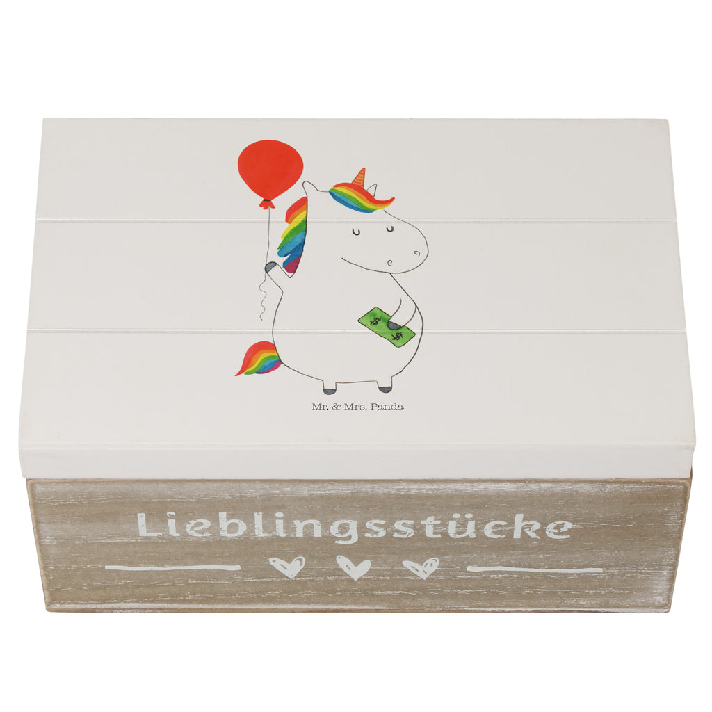 Holzkiste Einhorn Luftballon Holzkiste, Kiste, Schatzkiste, Truhe, Schatulle, XXL, Erinnerungsbox, Erinnerungskiste, Dekokiste, Aufbewahrungsbox, Einhorn, Einhörner, Einhorn Deko, Pegasus, Unicorn, Luftballon, Geld, Lebenslust, Freude, Geschenk, Freundin