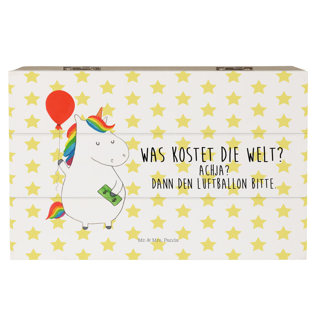 Holzkiste Einhorn Luftballon Holzkiste, Kiste, Schatzkiste, Truhe, Schatulle, XXL, Erinnerungsbox, Erinnerungskiste, Dekokiste, Aufbewahrungsbox, Einhorn, Einhörner, Einhorn Deko, Pegasus, Unicorn, Luftballon, Geld, Lebenslust, Freude, Geschenk, Freundin