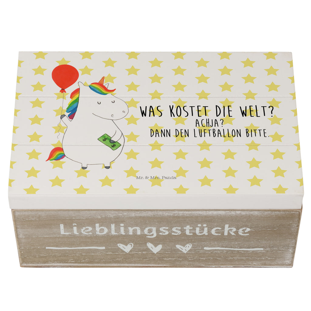 Holzkiste Einhorn Luftballon Holzkiste, Kiste, Schatzkiste, Truhe, Schatulle, XXL, Erinnerungsbox, Erinnerungskiste, Dekokiste, Aufbewahrungsbox, Einhorn, Einhörner, Einhorn Deko, Pegasus, Unicorn, Luftballon, Geld, Lebenslust, Freude, Geschenk, Freundin