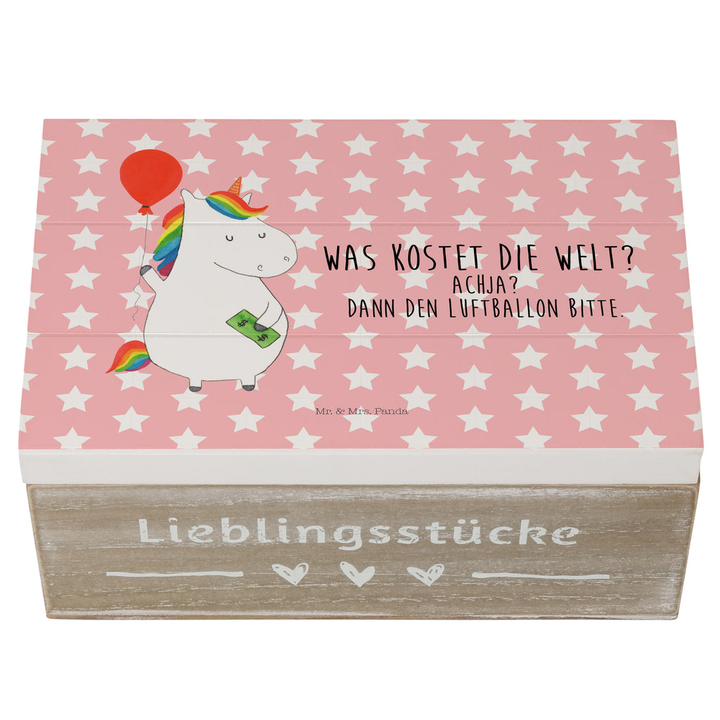 Holzkiste Einhorn Luftballon Holzkiste, Kiste, Schatzkiste, Truhe, Schatulle, XXL, Erinnerungsbox, Erinnerungskiste, Dekokiste, Aufbewahrungsbox, Einhorn, Einhörner, Einhorn Deko, Pegasus, Unicorn, Luftballon, Geld, Lebenslust, Freude, Geschenk, Freundin