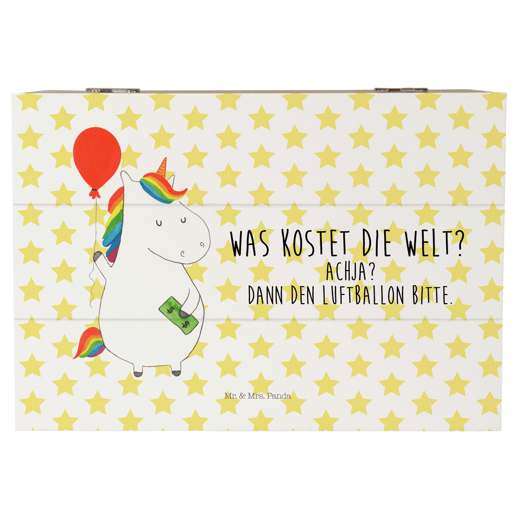 Holzkiste Einhorn Luftballon Holzkiste, Kiste, Schatzkiste, Truhe, Schatulle, XXL, Erinnerungsbox, Erinnerungskiste, Dekokiste, Aufbewahrungsbox, Einhorn, Einhörner, Einhorn Deko, Pegasus, Unicorn, Luftballon, Geld, Lebenslust, Freude, Geschenk, Freundin