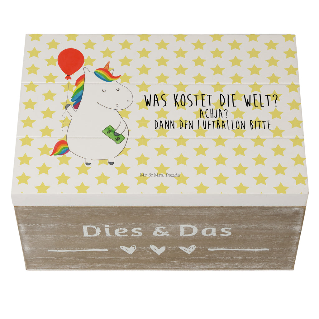 Holzkiste Einhorn Luftballon Holzkiste, Kiste, Schatzkiste, Truhe, Schatulle, XXL, Erinnerungsbox, Erinnerungskiste, Dekokiste, Aufbewahrungsbox, Einhorn, Einhörner, Einhorn Deko, Pegasus, Unicorn, Luftballon, Geld, Lebenslust, Freude, Geschenk, Freundin