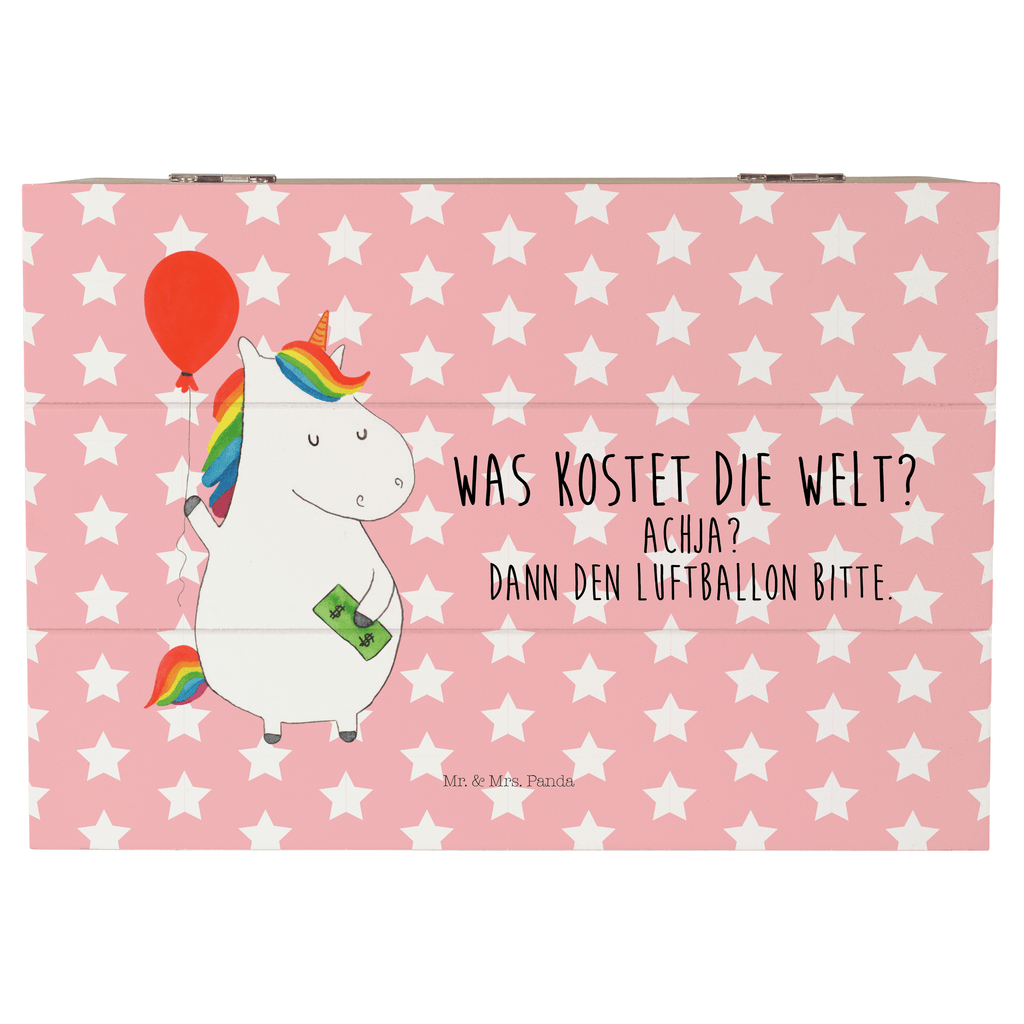 Holzkiste Einhorn Luftballon Holzkiste, Kiste, Schatzkiste, Truhe, Schatulle, XXL, Erinnerungsbox, Erinnerungskiste, Dekokiste, Aufbewahrungsbox, Einhorn, Einhörner, Einhorn Deko, Pegasus, Unicorn, Luftballon, Geld, Lebenslust, Freude, Geschenk, Freundin