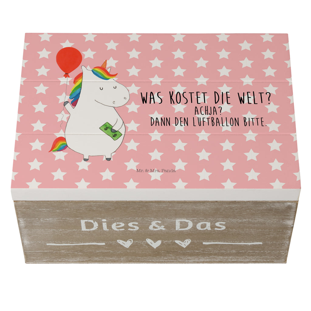 Holzkiste Einhorn Luftballon Holzkiste, Kiste, Schatzkiste, Truhe, Schatulle, XXL, Erinnerungsbox, Erinnerungskiste, Dekokiste, Aufbewahrungsbox, Einhorn, Einhörner, Einhorn Deko, Pegasus, Unicorn, Luftballon, Geld, Lebenslust, Freude, Geschenk, Freundin