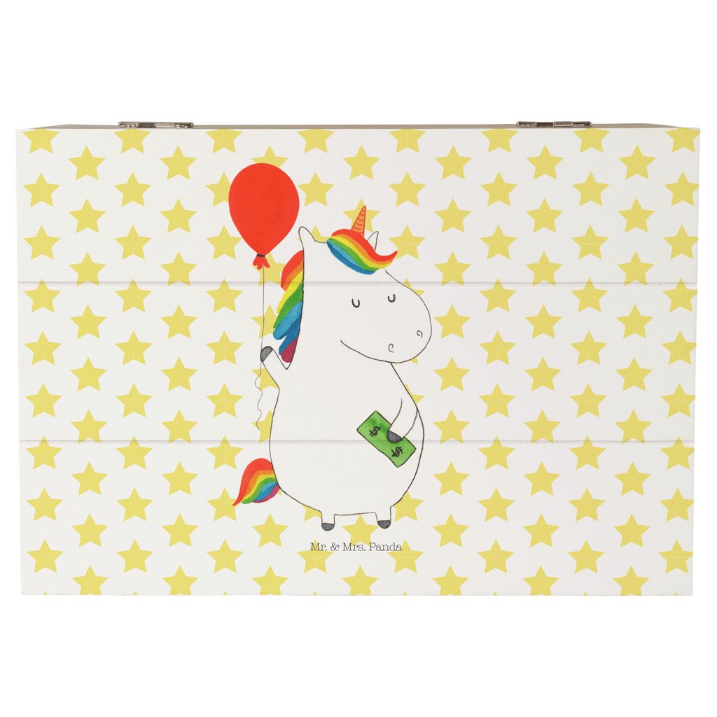 Holzkiste Einhorn Luftballon Holzkiste, Kiste, Schatzkiste, Truhe, Schatulle, XXL, Erinnerungsbox, Erinnerungskiste, Dekokiste, Aufbewahrungsbox, Einhorn, Einhörner, Einhorn Deko, Pegasus, Unicorn, Luftballon, Geld, Lebenslust, Freude, Geschenk, Freundin